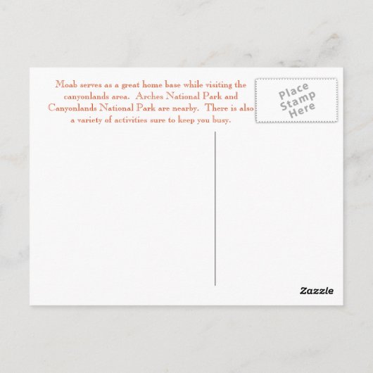 Postkarte Moabs Utah (Rückseite)