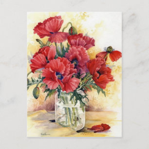 Postkarte - Mohn in einem Glas