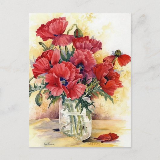 Postkarte - Mohn in einem Glas (Vorderseite)