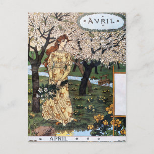 Postkarte: Monat April - Avril Postkarte