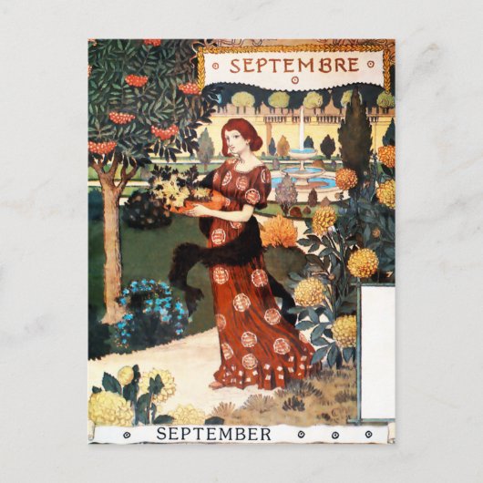Postkarte: Monat von September - Septembre Postkarte (Vorderseite)