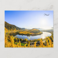 Postkarte Mosel bei Bremm im Sonnenaufgang