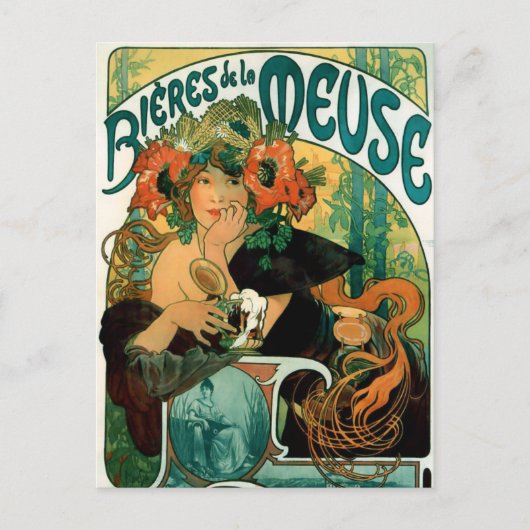 Postkarte: Mucha - Bieres de la Meuse Postkarte (Vorderseite)