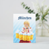 Postkarte München Dirndl Kellnerin Beer Stein (Stehend Vorderseite)