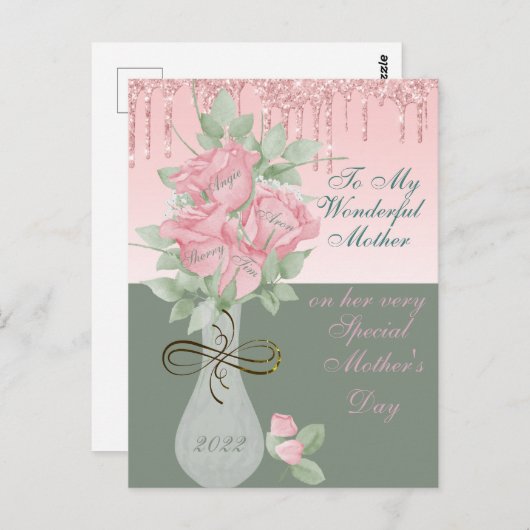 Postkarte, Muttertag Personalisierte Rose Postkarte (Vorne/Hinten)