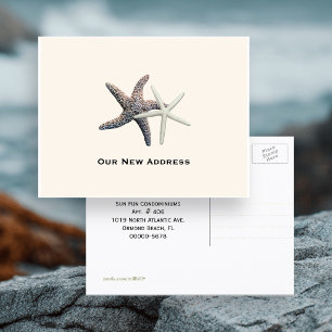 Postkarte Neue Adresse des Paares am Ozean