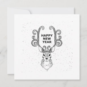 Postkarte Neues Jahr Hirsch Weihnachtsfeiertag
