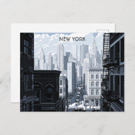 Postkarte New York Black and White Travel (Vorne/Hinten)