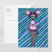 Postkarte, Niedliche Maus Mädchen Postkarte (Vorne/Hinten)