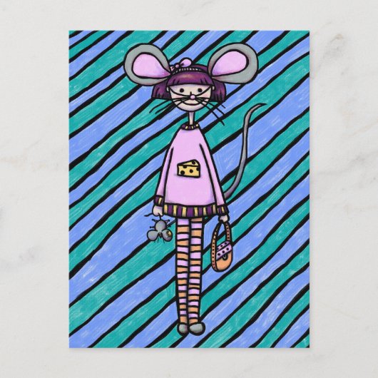 Postkarte, Niedliche Maus Mädchen Postkarte (Vorderseite)