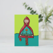 Postkarte, Niedlicher kleiner roter Reitstall Postkarte (Stehend Vorderseite)