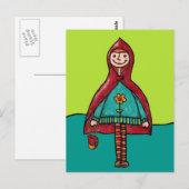 Postkarte, Niedlicher kleiner roter Reitstall Postkarte (Vorne/Hinten)