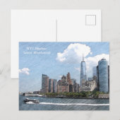 POSTKARTE NYC-SKYLINE Unter-MANHATTAN (Vorne/Hinten)