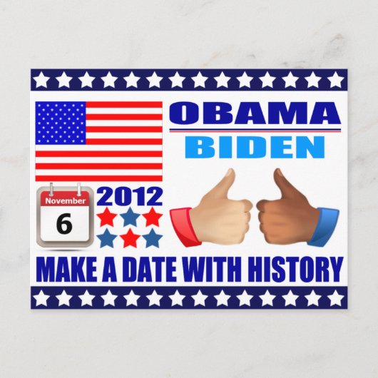 Postkarte: Obama/Biden - Flag - Datum W/Verlauf Postkarte (Vorderseite)