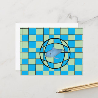 Postkarte - optische Illusion und Wal