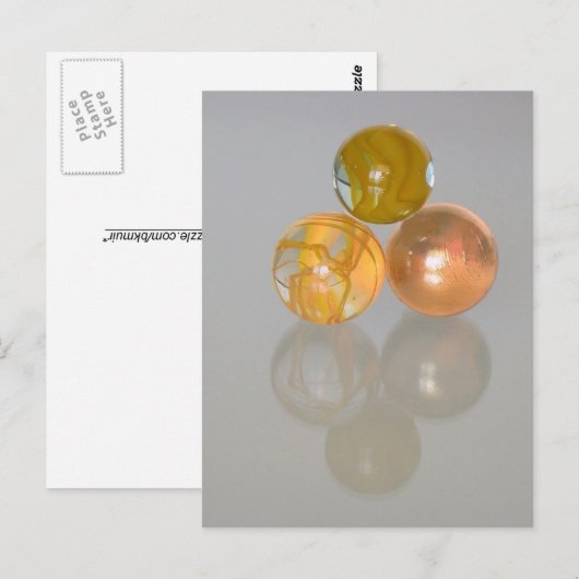 Postkarte - orangefarbene Marmor (Vorne/Hinten)