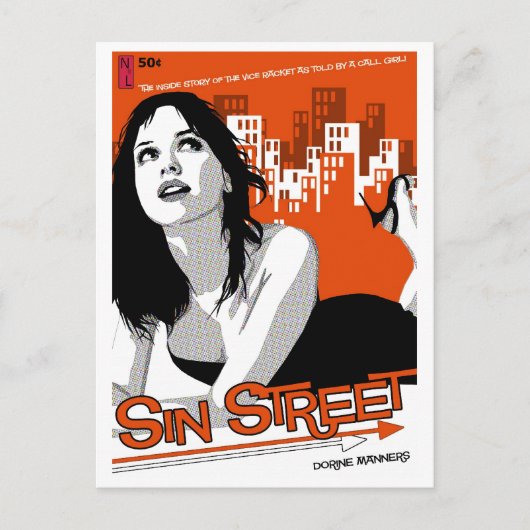 Postkarte Paperback: Sin Street (Vorderseite)