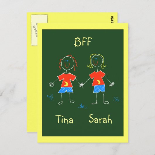 Postkarte personalisierter BESTE FREUNDIN (Vorne/Hinten)