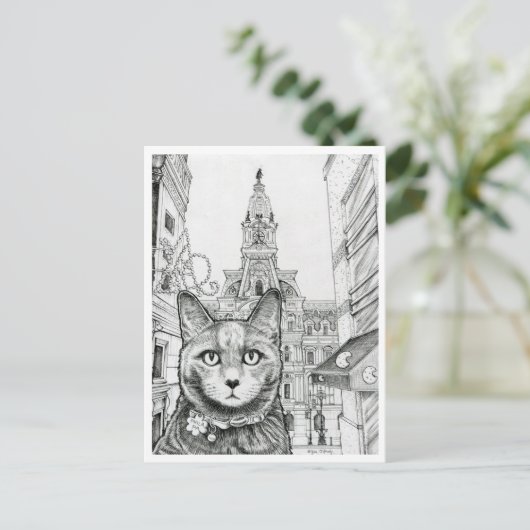 Postkarte - Philadelphia Cat bei Rathaus (Stehend Vorderseite)