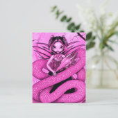 Postkarte "Pink Dragon Fairy" (Stehend Vorderseite)