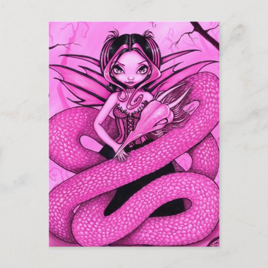 Postkarte "Pink Dragon Fairy" (Vorderseite)