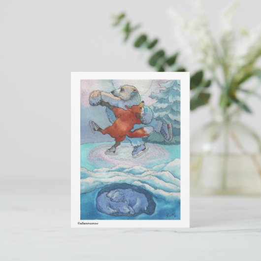 Postkarte - Polar Bear & Fox während Sie schlafen (Stehend Vorderseite)