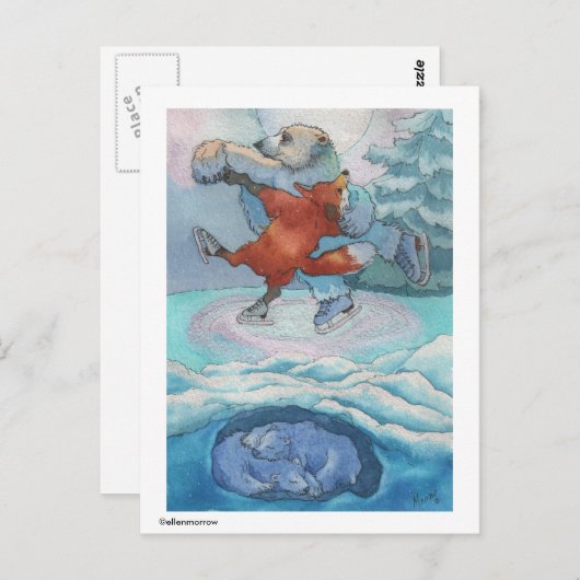 Postkarte - Polar Bear & Fox während Sie schlafen (Vorne/Hinten)
