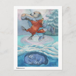 Postkarte - Polar Bear & Fox während Sie schlafen