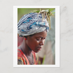 Postkarte, Portrait einer jungen Frau, die Reis pf Postkarte
