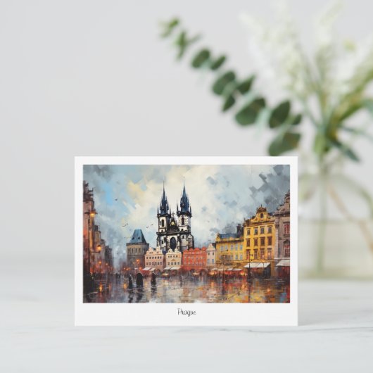 Postkarte Prag Nacht in Tschechien (Stehend Vorderseite)