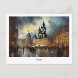 Postkarte Prag Nacht in Tschechien