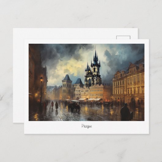 Postkarte Prag Nacht in Tschechien (Vorne/Hinten)