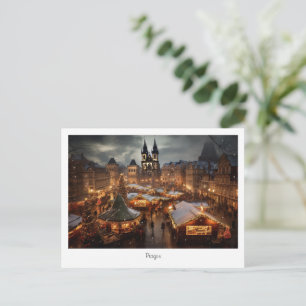 Postkarte Prag Nacht in Tschechien