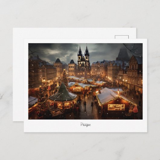 Postkarte Prag Nacht in Tschechien (Vorne/Hinten)