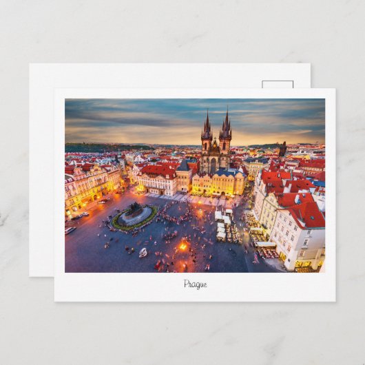 Postkarte Prag Nacht in Tschechien (Vorne/Hinten)