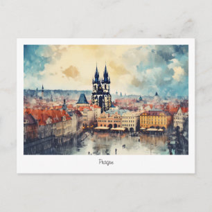 Postkarte Prag Nacht in Tschechien