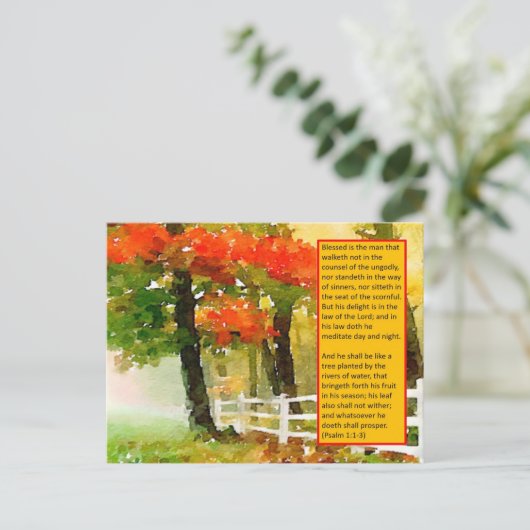 Postkarte - Psalm 1:1-3 Gesegnet ist der Mann (Stehend Vorderseite)