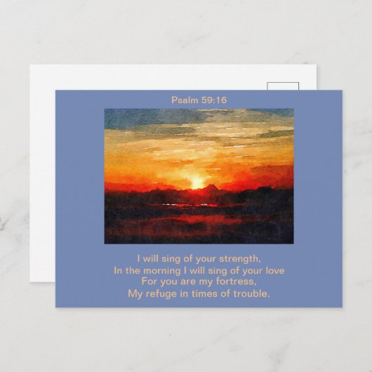 Postkarte - Psalm 59:16 Singen am Morgen (Vorne/Hinten)
