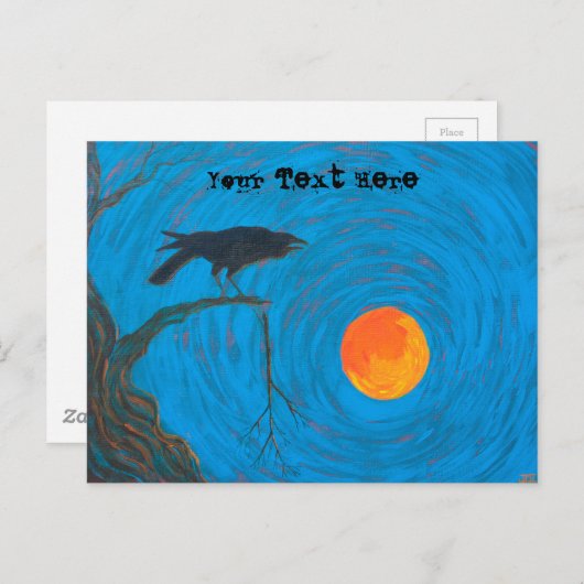 Postkarte "Raven & Full Moon" (Vorne/Hinten)