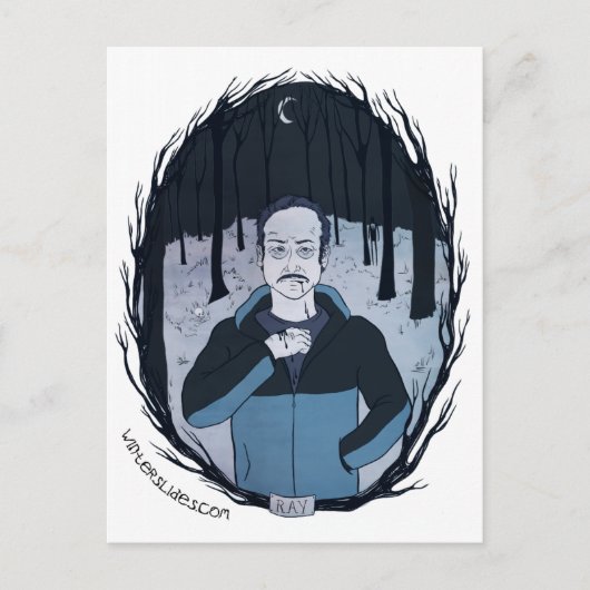 Postkarte "Ray" - Winterrutschen (Vorderseite)
