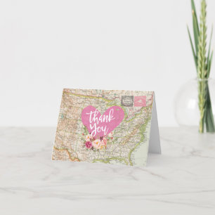 Postkarte Reiseplan Vielen Dank geklappte Karte