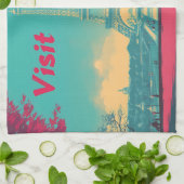 Postkarte Retro Eiffelturm Reisevorführung Geschirrtuch (Gefaltet)