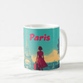 Postkarte Retro Eiffelturm Reisevorführung Kaffeetasse (VorderseiteRechts)