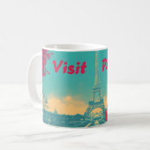 Postkarte Retro Eiffelturm Reisevorführung Kaffeetasse (Vorderseite Links)