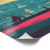 Postkarte Retro Eiffelturm Reisevorführung Poster (Ecke)