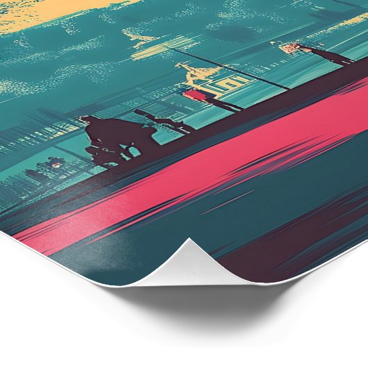 Postkarte Retro Eiffelturm Reisevorführung Poster (Ecke)