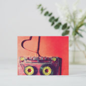 Postkarte, Retro, Kassette, Liebe, Herz Postkarte (Stehend Vorderseite)