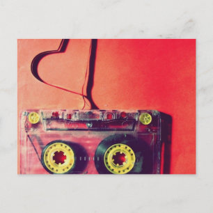 Postkarte, Retro, Kassette, Liebe, Herz Postkarte