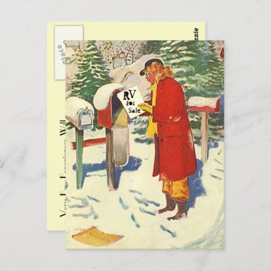 Postkarte Retro Planung RV Camping Reise (Vorne/Hinten)