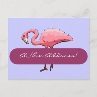 Postkarte Retro Rosa Flamingo Neue Adresse bekannt